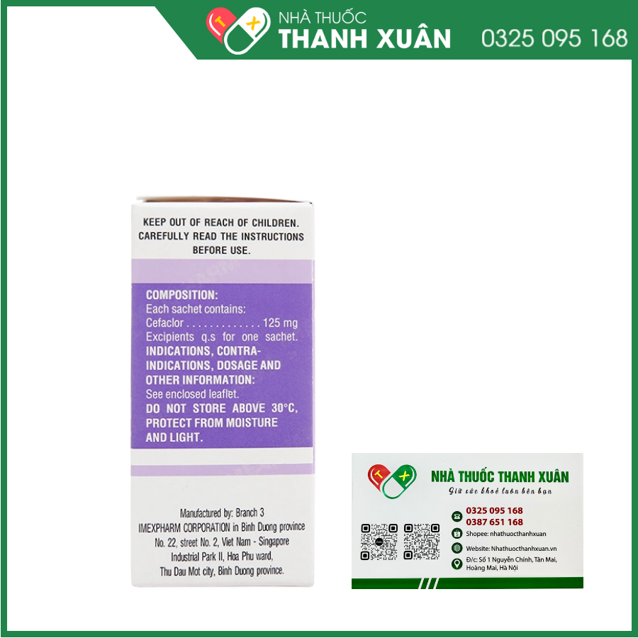 Cốm pha hỗn dịch uống Imeclor 125 trị nhiễm khuẩn